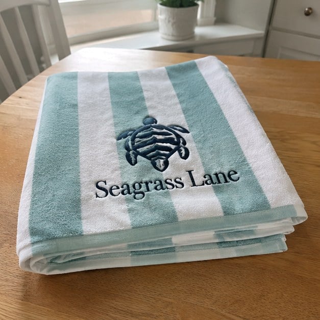 Custom beach towels — customer photo
