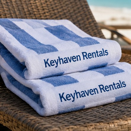 Customized beach towels for vacation rentals and property managers